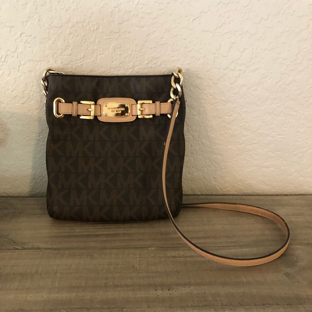 Michael Kors MK Logo Brown Crossbody Purse